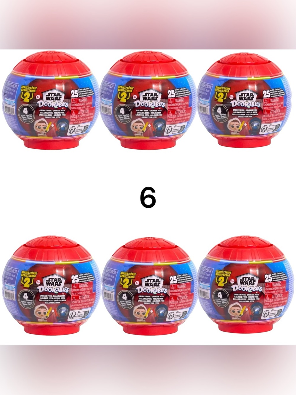 Set 6 -Star Wars Doorables Galactic Peek serie2 Red Toy Set(mystery surprise)